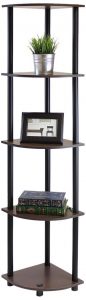 5-Tier Corner Display Rack Multipurpose Shelving Unit, Dark Brown Grain/Black