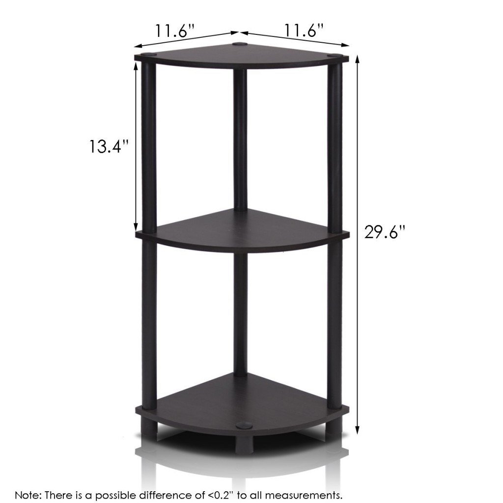 3-Tier Corner Display Rack Multipurpose Shelving Unit, Espresso/Black