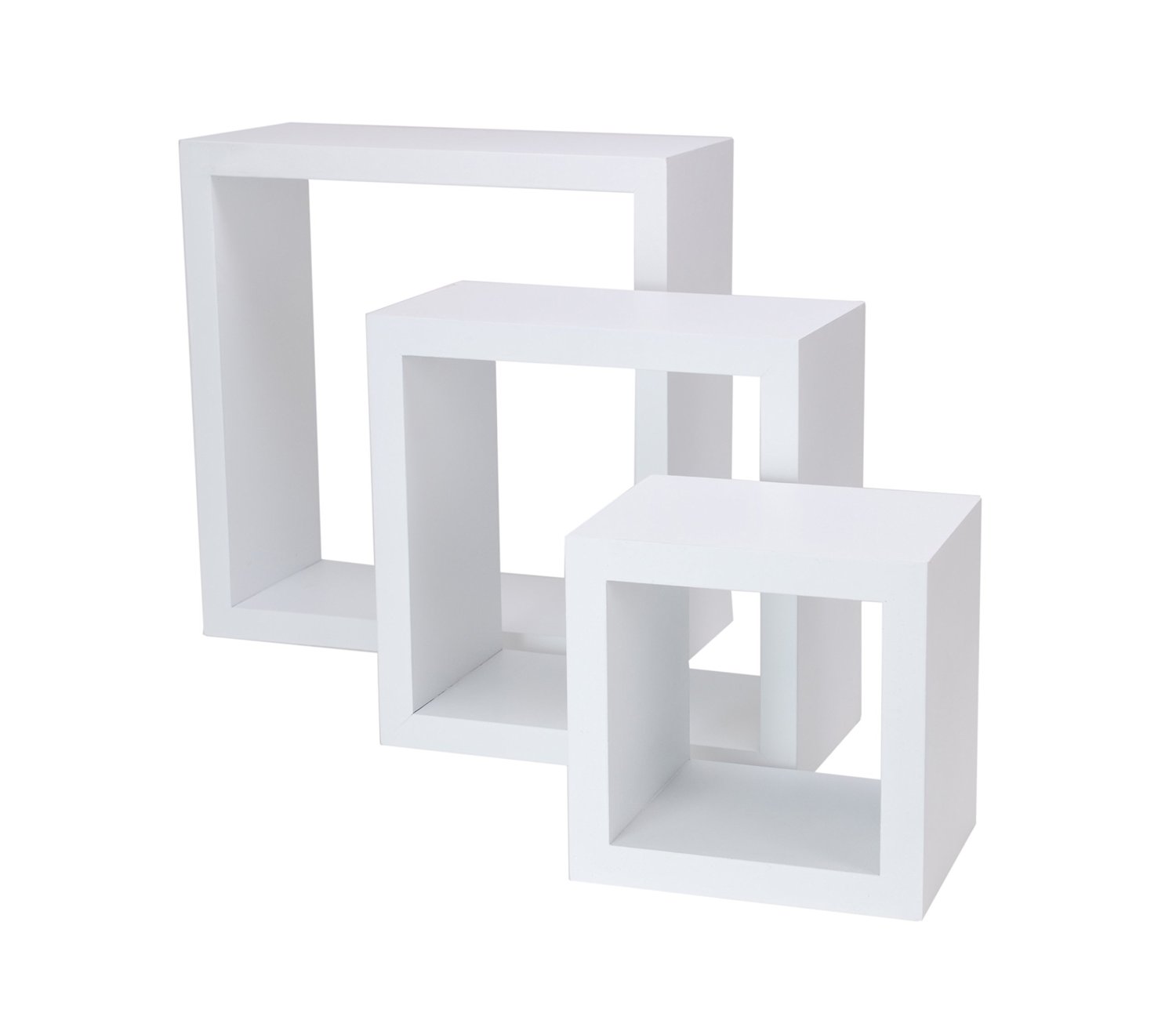 Floating Shelf Wall Home Shelves Cube Display Mount Storage Square 3 Set White