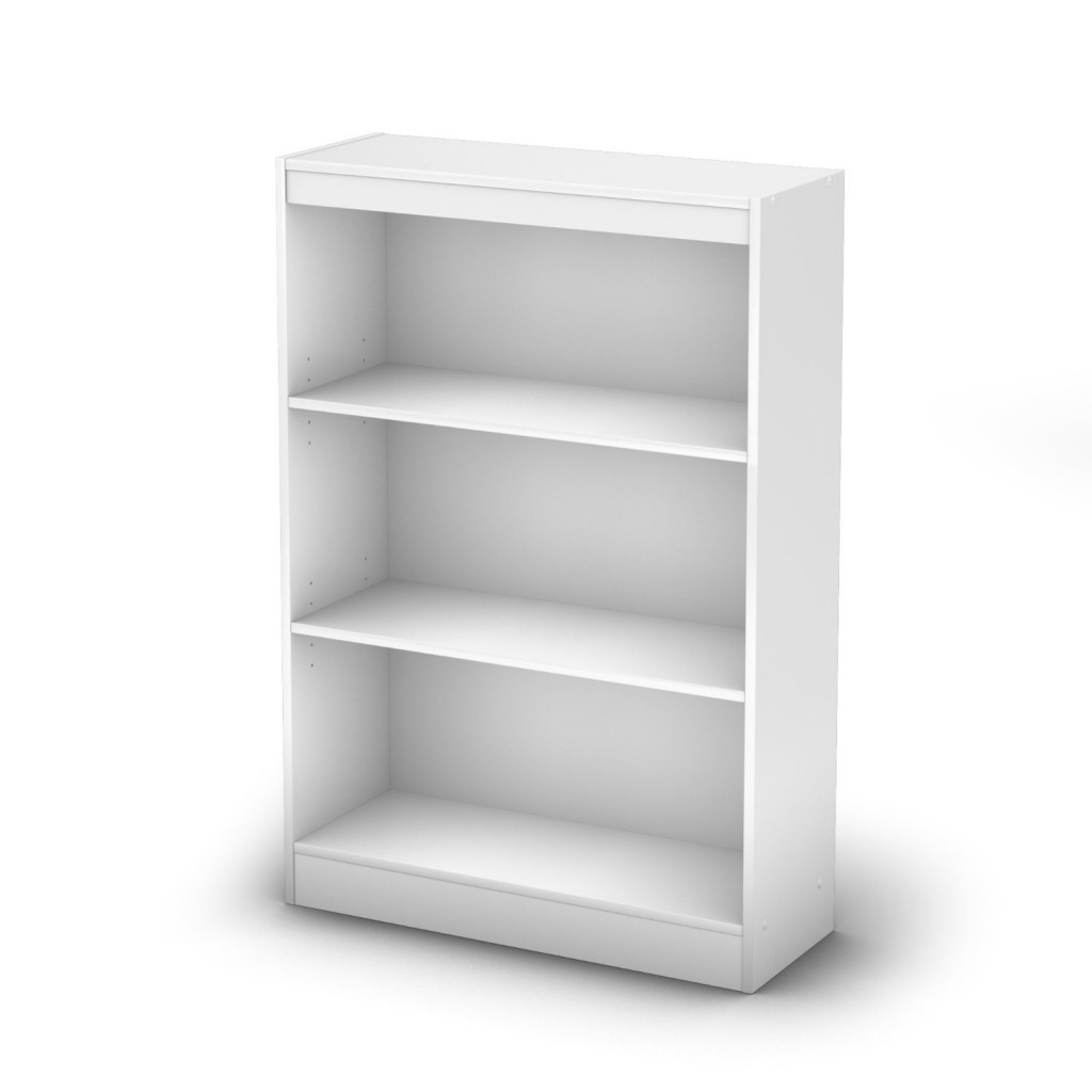 white 3 shelf bookcase