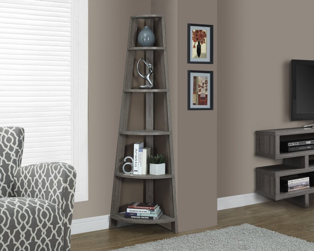 corner shelves for living room dark