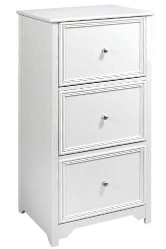 3 Drawer - White Wooden Filing Cabinet 