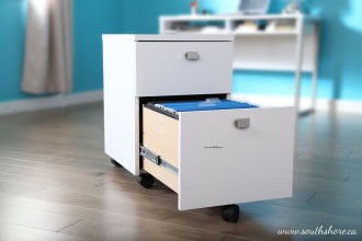 Portable/Mobile - 2 Drawer White Filing Cabinet