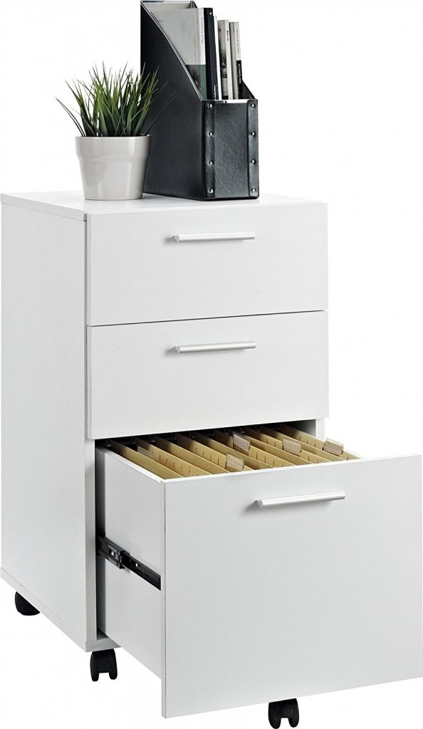 White Color Rolling File Cabinet 3 drawer