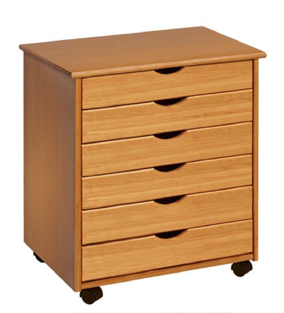 Wooden Mobile File Cabinet - 6 Drawers 