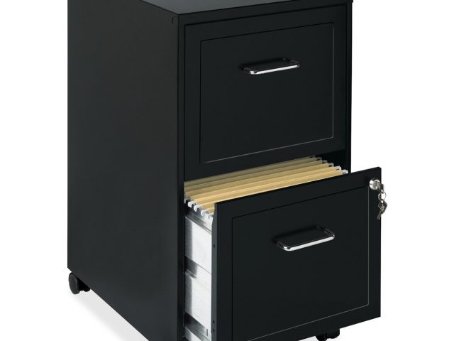 mobile metal file cabinet black 2 drawers