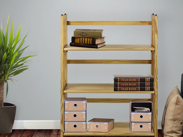 3 shelf folding stackable bookcase